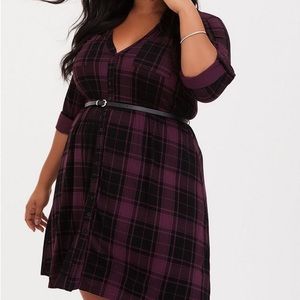 Torrid Jersey Shirtdress Purple Black Plaid 0x